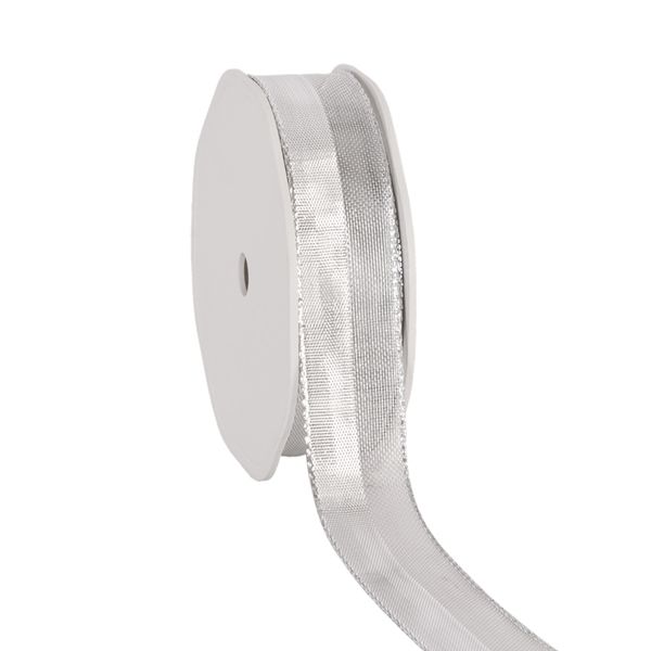 Cadeaulint lurex shiny trace zilver 25 mm (20 meter)