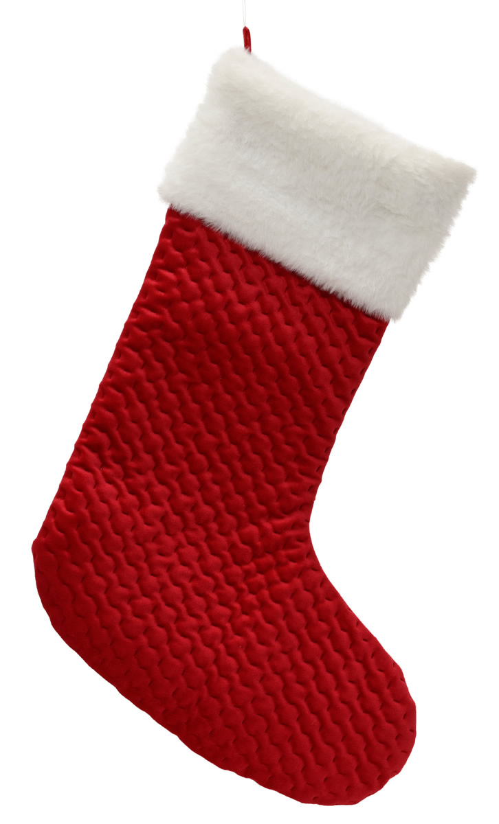Kerstsok embossed rood 43 cm (per stuk) Kerstsok embossed rood 43 cm (per stuk)