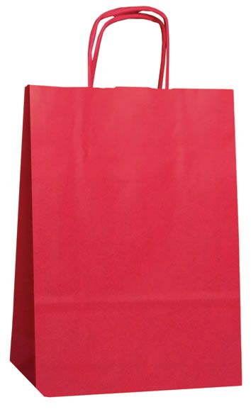 Papieren draagtassen rood 32 x 12 x 41 cm (50 stuks)