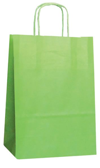 Papieren draagtassen limegroen 32 x 12 x 41 cm (50 stuks)