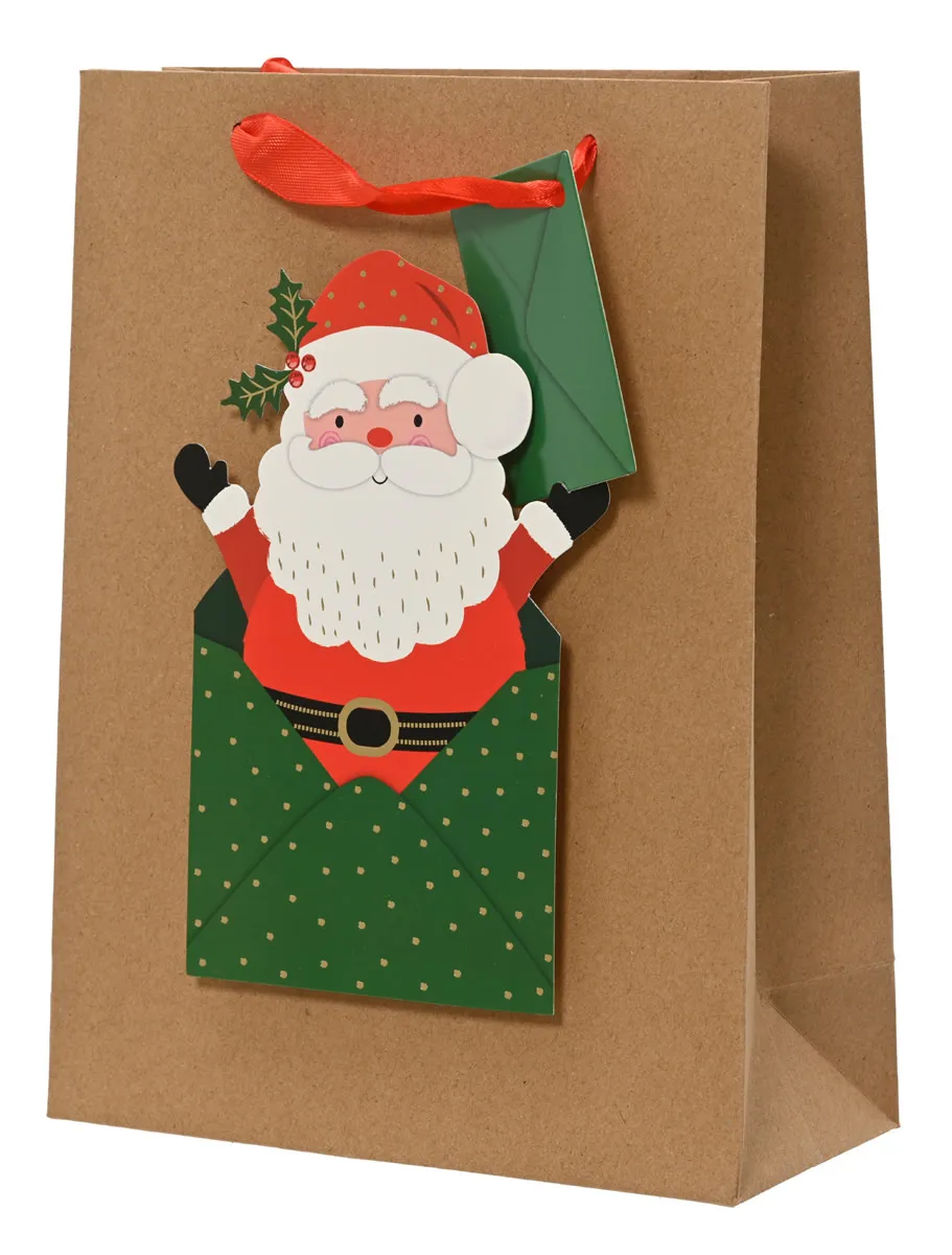 Kersttasjes kerstman kraft 18 x 8 x 24 cm (6 stuks) Kersttasjes kerstman kraft 18 x 8 x 24 cm (6 stuks)