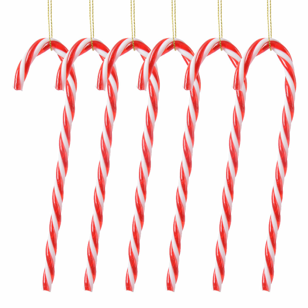 Zuurstok hangers rood en wit 12,5 cm (6 stuks)