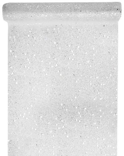 Tafelloper glitter zilver 30 cm (5 meter)