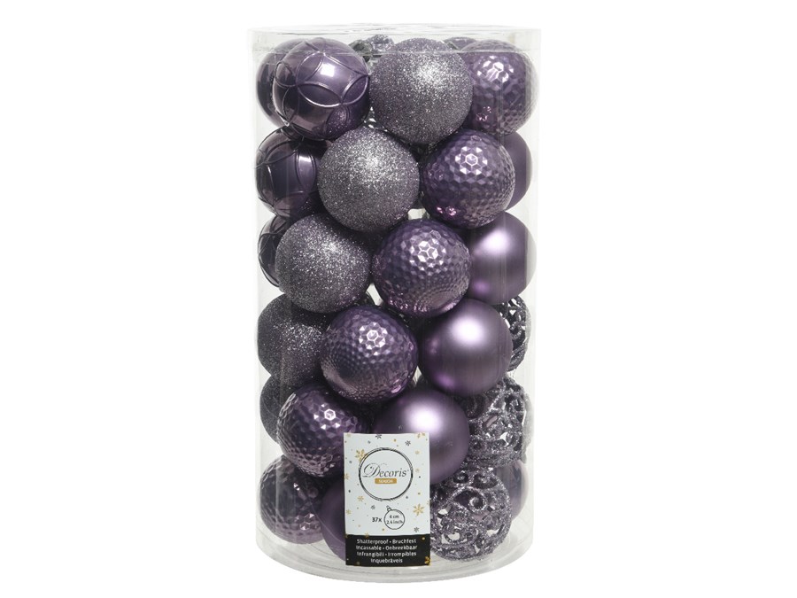 Kerstballen lila 6 cm assorti (37 stuks)