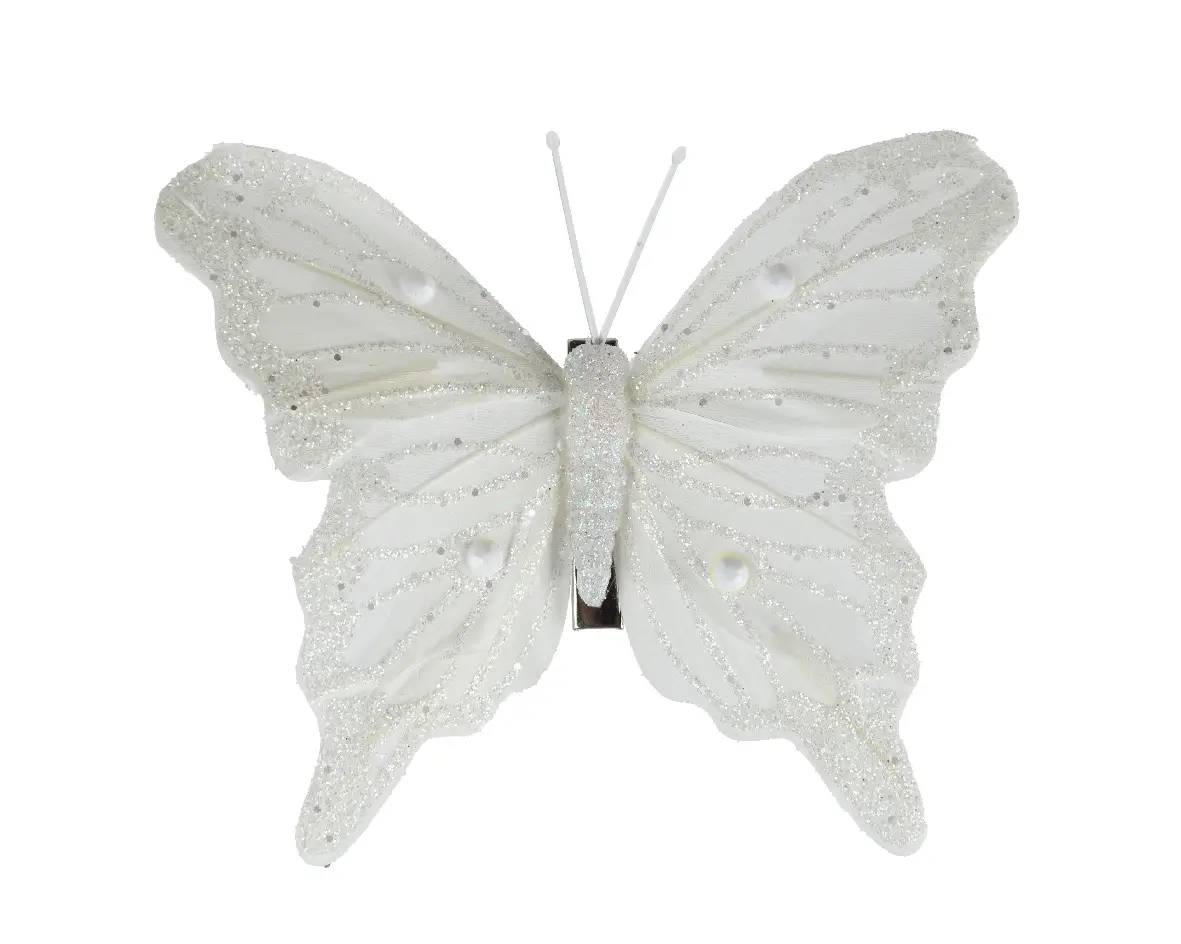 Decoratie vlinders op clip wit 12 cm (3 stuks) Decoratie vlinders op clip wit 12 cm (3 stuks)
