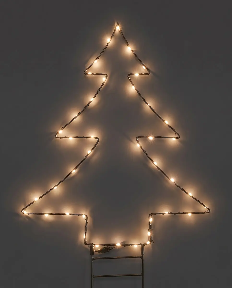 Tuinsteker kerstboom zwart met led 36 x 40 cm (per stuk)