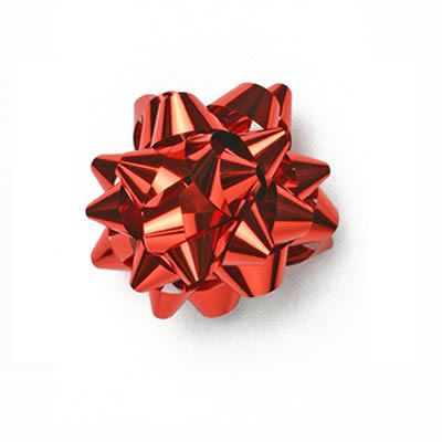 Minibow rood metallic Ø 35 mm (100 stuks)