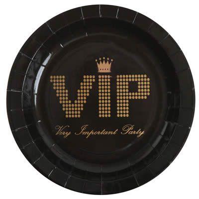 Bordjes VIP zwart Ø 22,5 cm (10 stuks)
