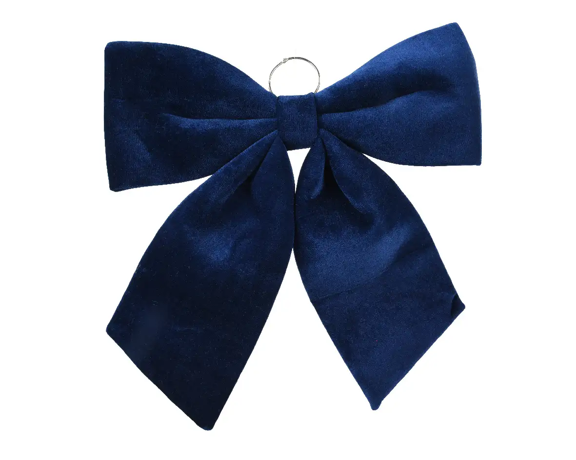 Decoratie strik velvet donkerblauw 48 cm XL (per stuk)