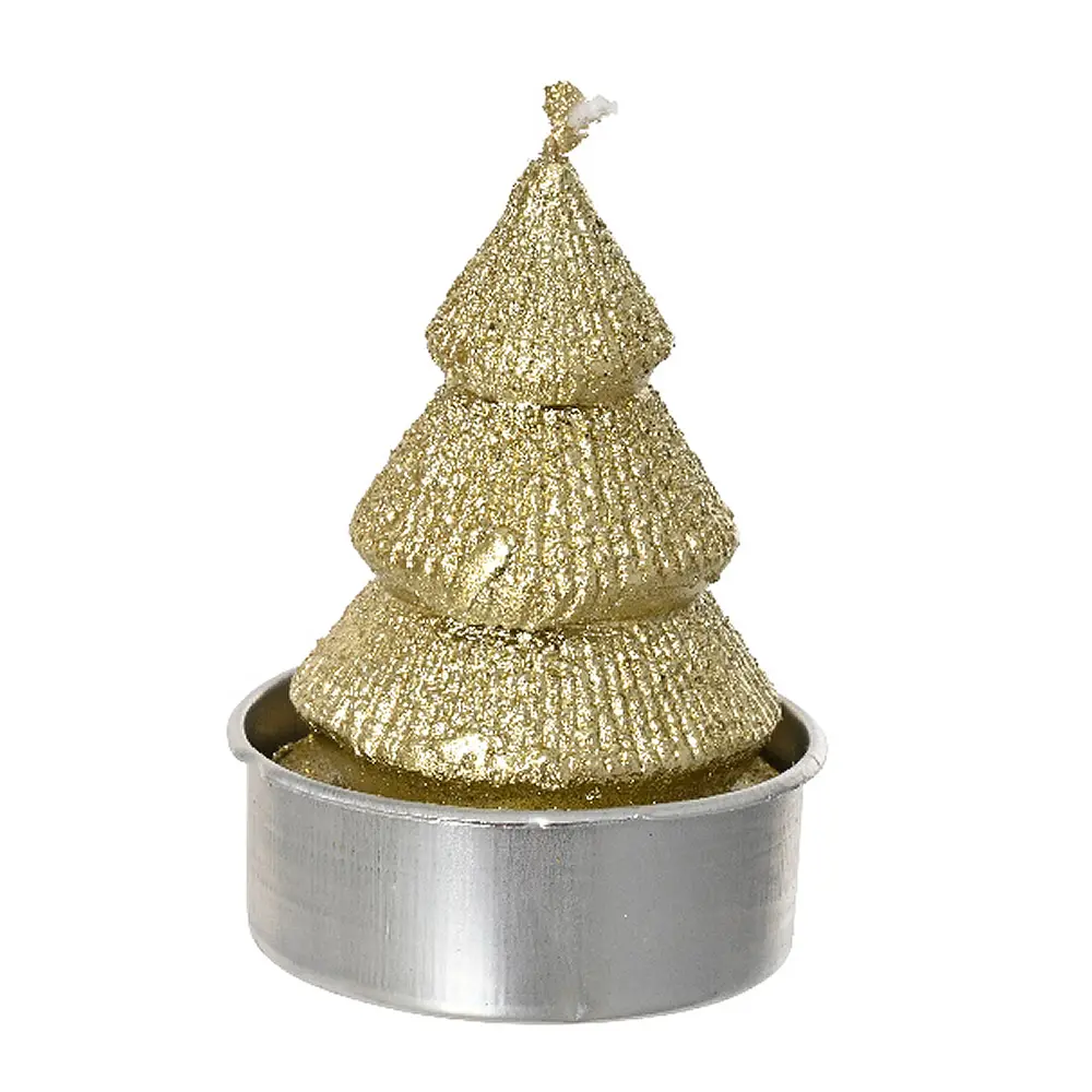Waxinelichtjes kerstboom goud Ø 3,8 cm (set van 4)