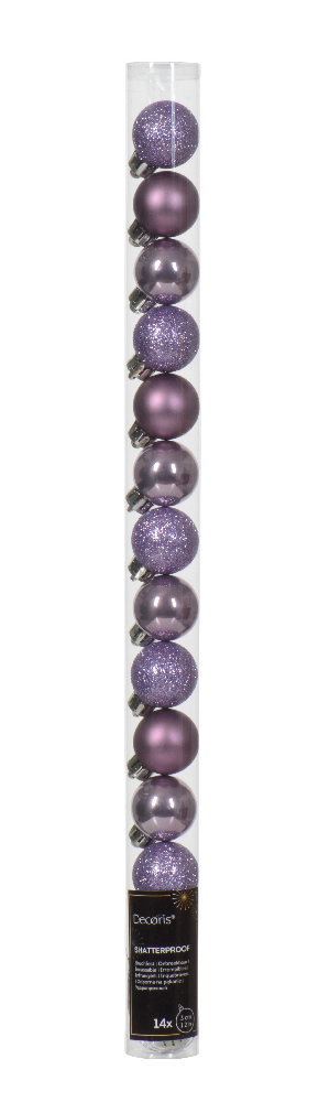 Kerstballen lila 3 cm assorti (14 stuks)