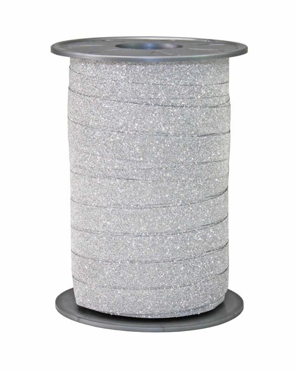 Krullint glitter zilver 10 mm (100 meter)