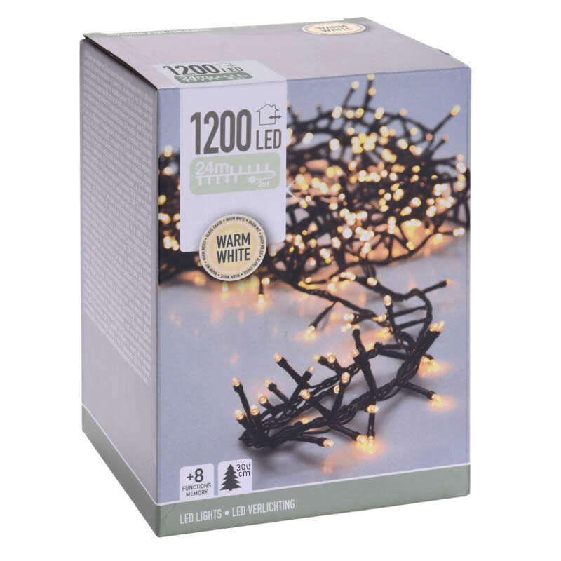 Kerstverlichting warm wit 1200 LED (24 meter)