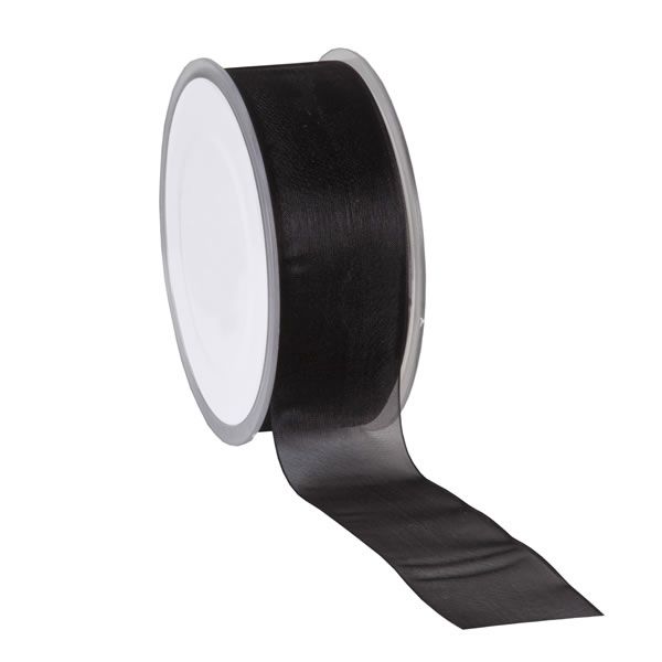 Organza lint zwart 38 mm (50 meter)