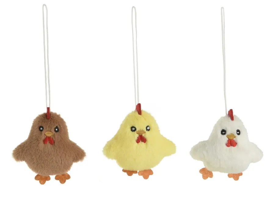 Decoratie hangers kuikens pluche 7 cm (3 stuks) Decoratie hangers kuikens pluche 7 cm (3 stuks)