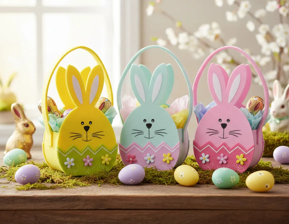 Cadeautasjes paashaas vilt assorti (set 3 stuks) Cadeautasjes paashaas vilt assorti (set 3 stuks)