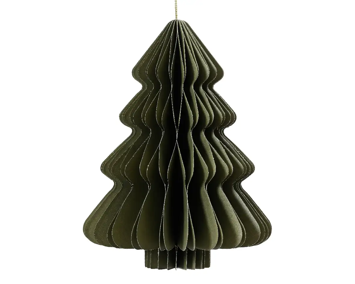 Papieren decoratie kerstboom groen 20 cm (per stuk)