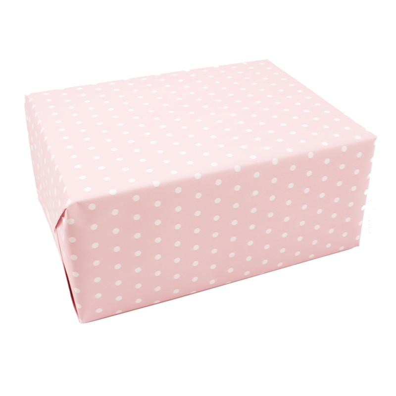 Inpakpapier stippen blauw roze dubbelzijdig 50 cm (200 meter)