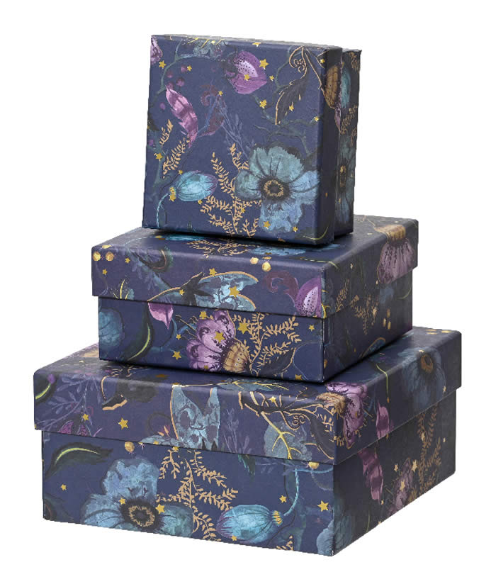 Geschenkdozen flowers blauw (set van 3)