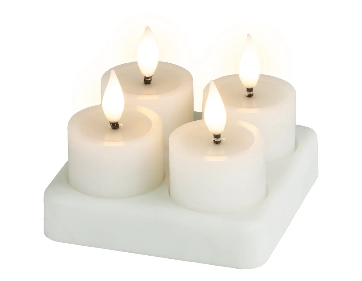 Waxinelichtjes oplaadbaar 4 x 6 cm (4 stuks)