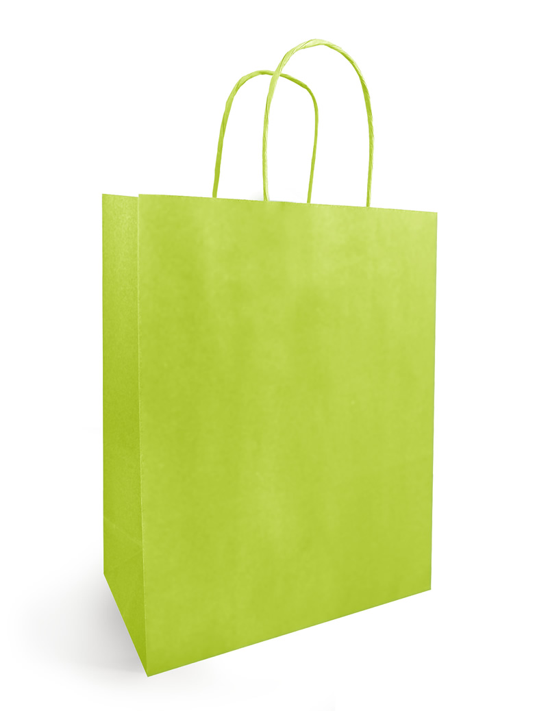 Papieren draagtassen limegroen 34 x 14 x 39,5 cm (50 stuks)
