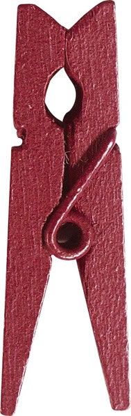 Houten knijper bordeaux 2,5 cm (24 stuks)