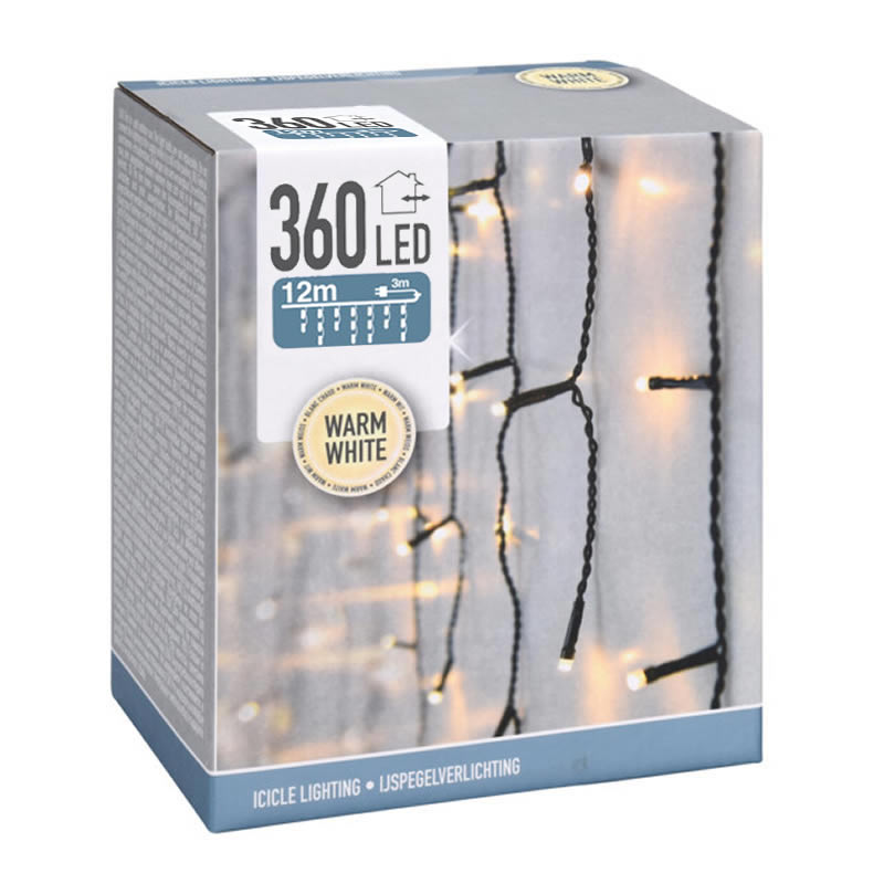 IJspegelverlichting warm wit 360 LED (12 meter)