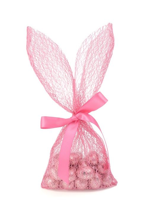 Honeycomb zakjes paashaas roze 13,5 x 29 cm (5 stuks)