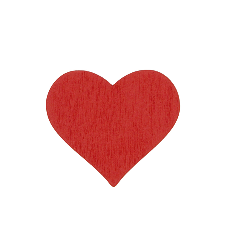 Houten plakdecoratie hart rood 4 cm (50 stuks)
