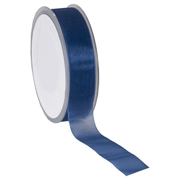 Organza lint donkerblauw 25 mm (50 meter)