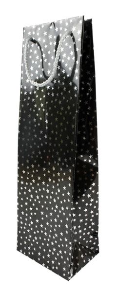 Wijnflestassen metallic stars zwart 12 x 9 x 39 cm (12 stuks)