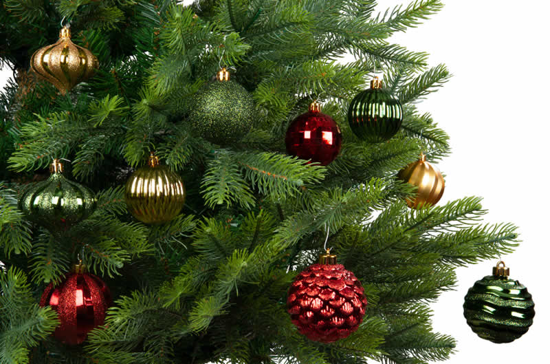 Kerstballen set rood goud groen (30 stuks)