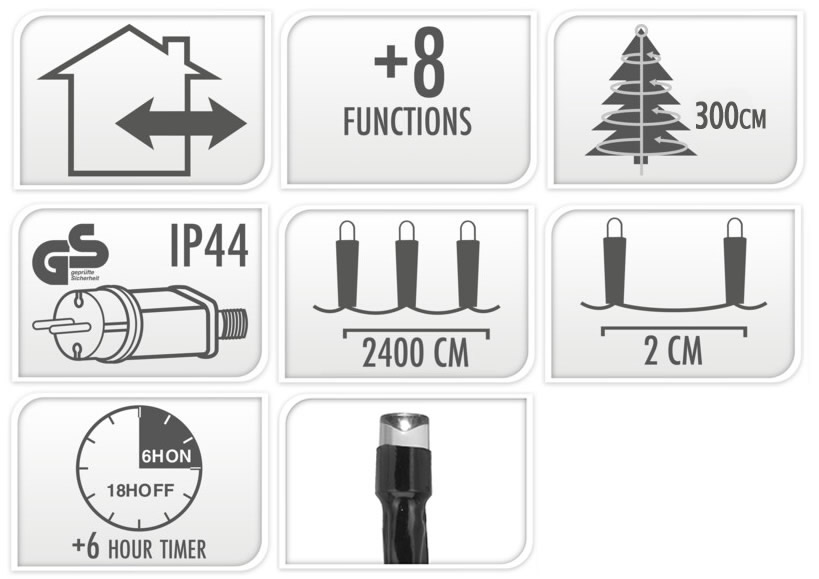 Kerstverlichting warm wit 1200 LED (24 meter)