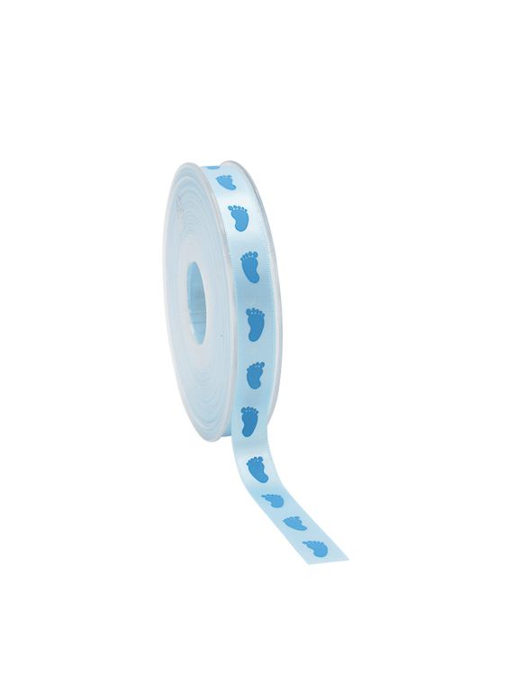 Cadeaulint baby feet blauw 12 mm (25 meter)