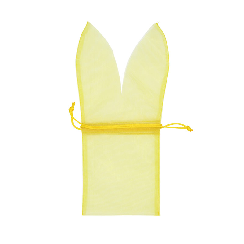 Organza zakjes paashaas geel 29 x 12 cm (10 stuks)