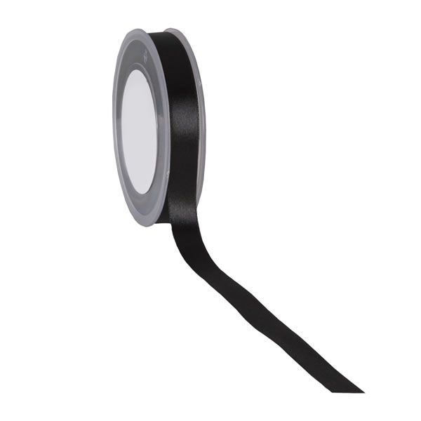 Satijnlint 15 mm zwart (25 meter)