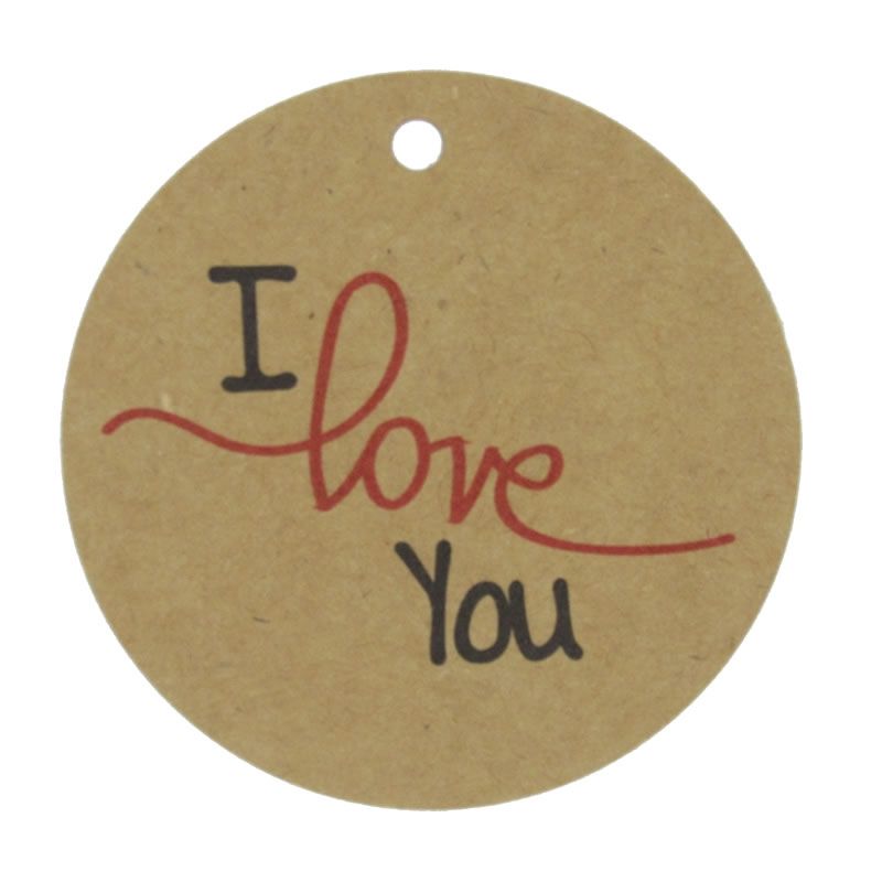 Cadeaukaartje I love you kraft 5 cm (50 stuks)