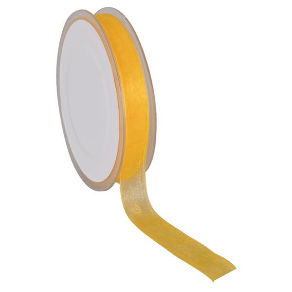 Organza lint geel 15 mm (50 meter)