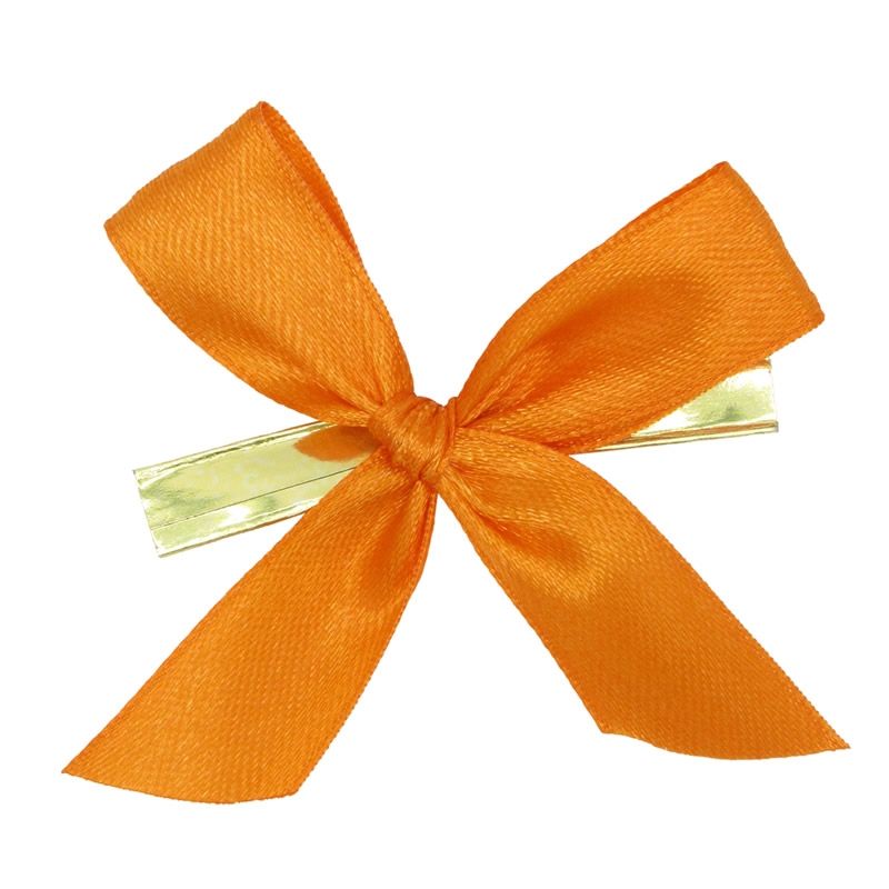 Satijnen strikje met clip oranje 6 x 6 cm (50 stuks)