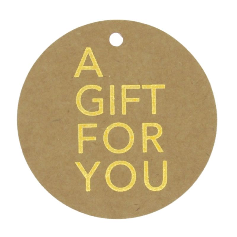 Cadeaukaartje a gift for you goud 5 cm (50 stuks)