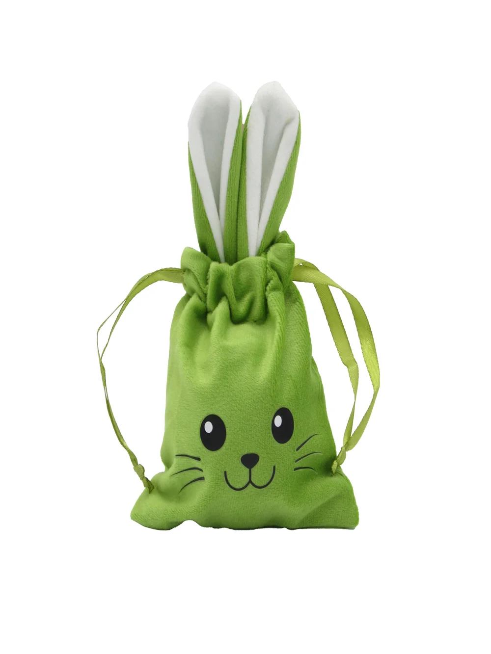 Cadeauzakjes paashaas velvet groen 11 x 18 cm (5 stuks)