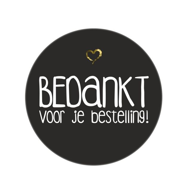 Etiket Bedankt voor je bestelling mat zwart 39 mm (500 stuks)