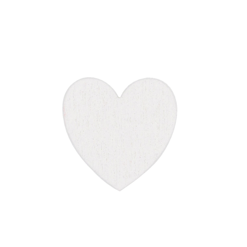 Houten plakdecoratie hart wit 1,5 cm (50 stuks)