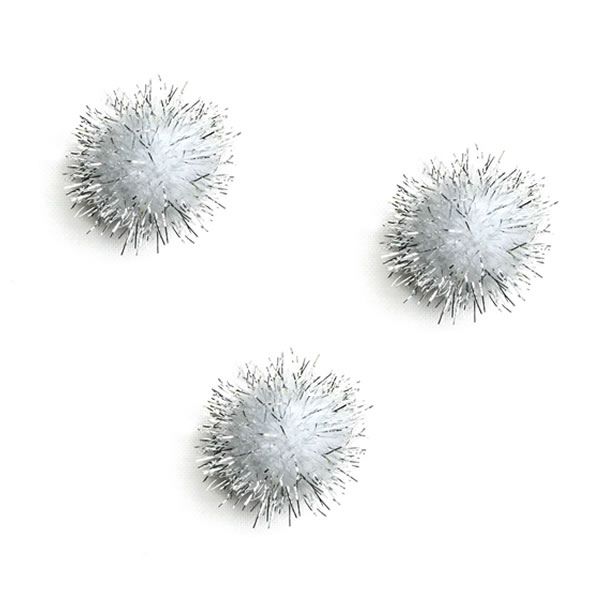 Plakdecoratie pombow zilver / wit (100 stuks)