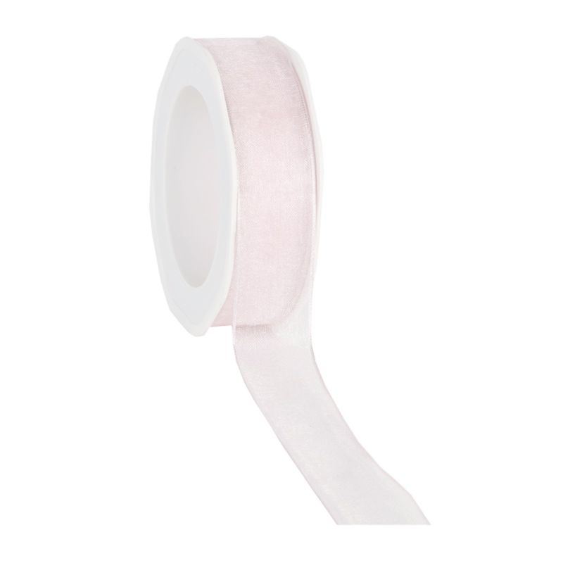 Organza lint roze met draad 25 mm (20 meter)