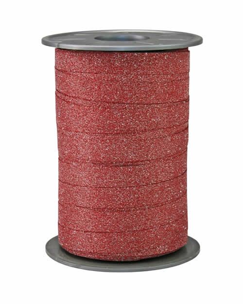 Krullint glitter rood 10 mm (100 meter)