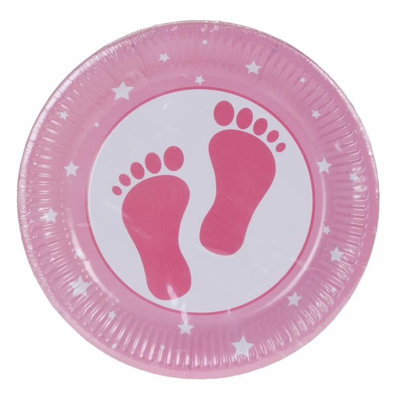 Papieren bordjes baby meisje roze Ø 23 cm (10 stuks)