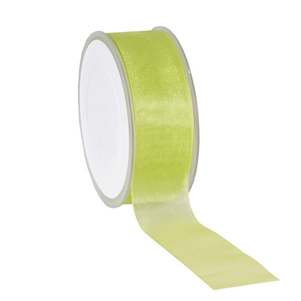 Organza lint limegroen 38 mm (50 meter)