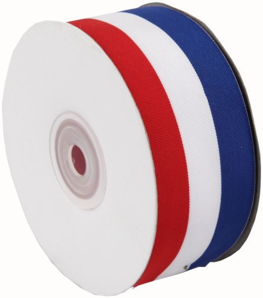 Cadeaulint rood wit blauw 100 mm (25 meter)