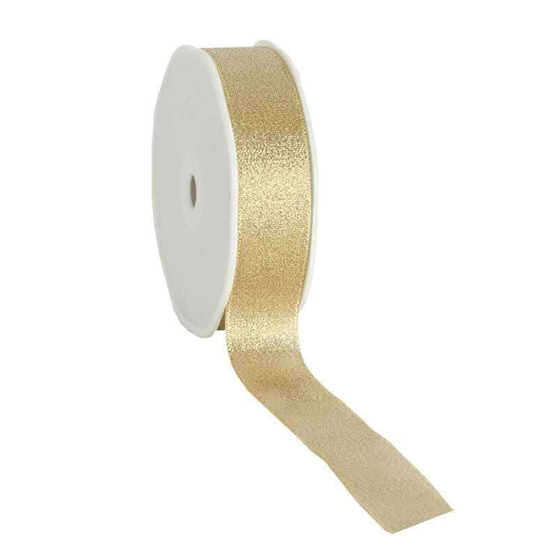 Cadeaulint lurex flare goud 25 mm (20 meter)